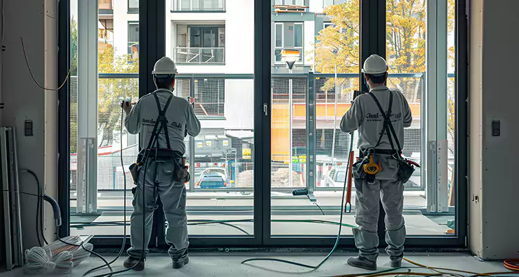 Patio Door Glass Replacement with Built-In Blinds in Warrington, FL